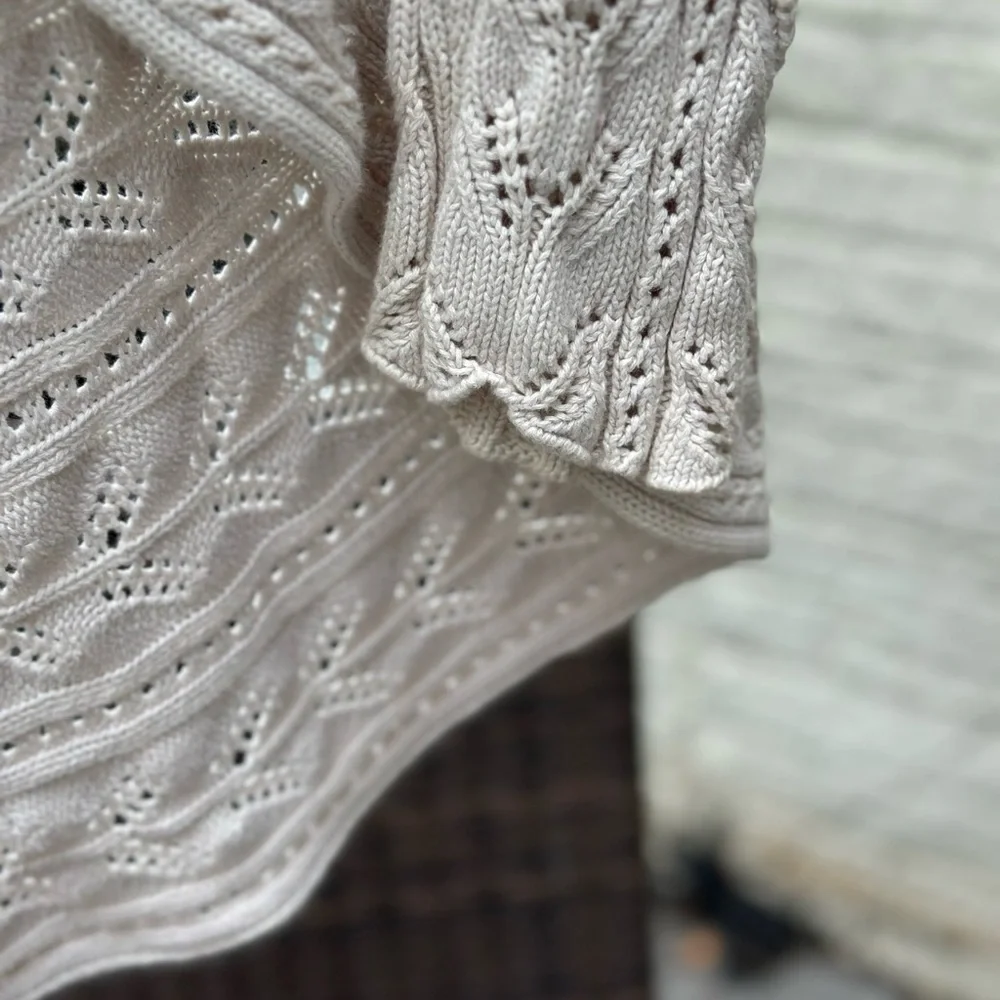 CAbi Cable Knit Cotton Cream Sweater - Picture 10 of 11